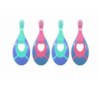 Voarge Pack 4 Unidades Cepillo de dientes para bebé 0-3 años, El cepillo de dientes original para bebé con cerdas extra suaves, anillo de mordida suave para encías y fácil agarre