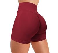 Voarge Pantalones Cortos de Deporte de Las señoras Scrunch Butt Lifting, Short Sports Gym Cycling Shorts Yoga, M, Rojo