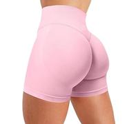 Voarge Pantalones Cortos de Deporte de Las señoras Scrunch Butt Lifting, Short Sports Gym Cycling Shorts Yoga, XL, Rosa