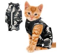 Voarge Traje de recuperación para gatos, traje de gato después de la operación, antifugas, evita lamer después de la cirugía, desgaste y mantenimiento del calor, traje de tela de recuperación para