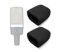 Voarmaks Paquete de 2 fundas de espuma para micrófono compatibles con AKG C214 C314, Se Electronics X1 A, SE 4400 4100, BEHRINGER B906, SUPERLUX PRA628, filtro pop de alta densidad, cuadrado negro