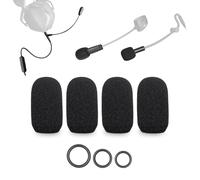 Voarmaks Paquete de 4 fundas de espuma para micrófono compatibles con micrófono V-MODA BoomPro, micrófono inalámbrico Antlion ModMic para auriculares + 12 juntas tóricas en 3 tamaños, filtro pop para