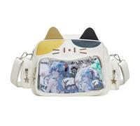 Vobomo Kawaii Ita Bag Mochila con inserto lindo gato bandolera bolsa de hombro gran capacidad bolsa de exhibición de pines japoneses, Tricolor