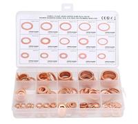 VOBOR 150 Pcs Arandelas de Cobre, 15 Tamaños M5, M6, M8, M10, M12, M14, M16, M18, M20, M22, Arandela Carter Aceite, Accesorios Hidráulicos para Tapones de Sumideros Agua Combustible