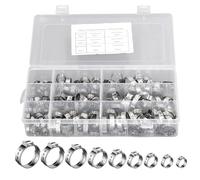 VOBOR 180 Piezas Abrazaderas Metálicas Ajustables para Mangueras de Presión, 9 Tamaños 5.8-21 mm, Abrazadera de Engranaje de Oreja para Mangueras, Gas, Agua, Coche, Jardín