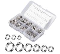 VOBOR 70 Piezas Abrazaderas Metálicas Ajustables para Mangueras de Presión, 9 Tamaños 5.3-14 mm, Abrazadera de Engranaje de Oreja para Mangueras, Gas, Agua, Coche, Jardín
