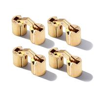 VOBOR Bisagra Barril,4 Piezas Bisagra de Barril Cilíndrico Latón Invisible,Mini Bisagras Ocultas 180°Ángulo de Apertura para Armarios Muebles Cajas de Joyería (14mm)