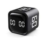 VOBOR Cubo Temporizador Pomodoro Digital, 5/10/30/60 Minutos y Cuenta Atrás Personalizada, Alerta de Vibración y Sonido Ajustable, para Cocina, Estudio, Oficina, Niños, Ejercicio y TDAH (Negro)