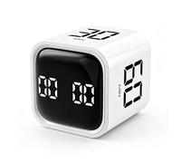 VOBOR Cubo Temporizador Pomodoro Digital, 5/10/30/60 Minutos y Cuenta Atrás Personalizada, Alerta de Vibración y Sonido Ajustable, para Cocina, Estudio, Oficina, Niños, Ejercicio y TDAH (Blanco)