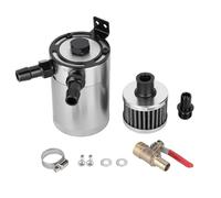 VOBOR Decantador Aceite Coche, Universal Aluminium Alloy Motor Aceite Olla Oil Catch Can, Kit De Lata De Captura De Aceite, Depósito de Aceite con Filtro de Aire (Plata)