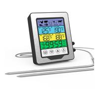 VOBOR Termómetro Cocina con 18cm Doble Sonda, Grande Retroiluminación de LCD & Alarma Temporizador, Termometro Horno Digital para Cuisine, Comida, Barbacoa, Liquidos y Aceite