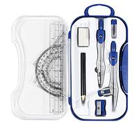 Vobou Juego de 10 piezas de material de geometría matemática, suministros para estudiantes con caja de almacenamiento inastillable, incluye reglas, transportador, brújula, borrador, sacapuntas