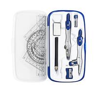 Vobou Kit de geometría matemática, 10 piezas de suministros para estudiantes con caja de almacenamiento inastillable, incluye reglas, transportador, brújula, borrador, sacapuntas, recambios de minas