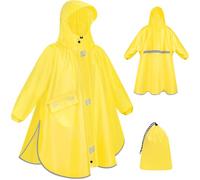 VOBUKE Chubasquero Niño Poncho Lluvia Impermeable Capa Chuva Criança Ligero Plegable Poncho Lluvia Unisex con Capucha Mangas Reflectantes Chubasquero Niña Plegable Poncho Impermeable