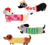 Vobumix 4 Uds. Parches para Perros Salchicha, Insignias Bordadas para Perros Salchicha, Apliques De Ropa para Niños DIY para Planchar Y Coser En Diseñador