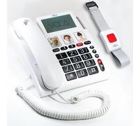 VOCA Teléfono Fijo con Teclas Grandes, 4G Inalámbrico, Volumen Extra Alto, Manos Libres, Auricular Amplificado y Botones con Foto, Prevención del fraude - CP140