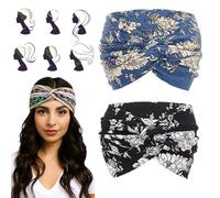 Vocabularyi Headbands - Bohemian Paisley Print Headband, Printed Cross Yoga Headband, Vintage Non-slip & Breathable Turban Printed,Transform into a Stylish Look in 3s,Securely in Place All Day (G, #)