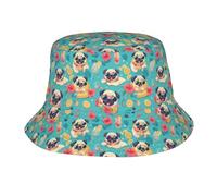 Vocación De Verano del Perro Pug Hombre Mujer Sombreros De Cubo Moda Sombrero De Sol Plegable Bucket Hat para Camping Excursionismo Senderismo Ciclismo