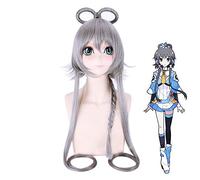 Vocaloid Luo Tianyi Mujer Peluca Larga Gris Plateada Disfraz de Cosplay YAYIN GONGYU Pelucas de Cosplay de Pelo Sintético Resistente al Calor