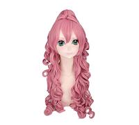 Vocaloid Megurine Luka mujer rosa larga cola de caballo peluca rizada disfraz de Cosplay pelucas de pelo sintético resistente al calor