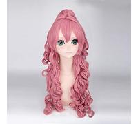 Vocaloid Megurine Luka Rosa peluca ondulada larga y rizada resistente al calor pelo sintético fiesta Halloween Cosplay disfraz + gorra de peluca gratis