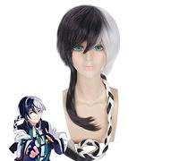 Vocaloid Yuezheng Longya Cosplay pelucas negro blanco largo trenzado recto estilo sintético pelo resistencia al calor fibra disfraz peluca PL-317