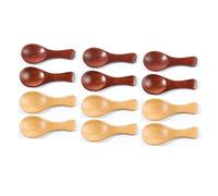 Vocdikficy 12 Cucharas Pequeñas de Madera, Cucharas Pequeñas de Madera de 3,2 Pulgadas para Tarros, Mini Cucharillas de Madera para Café Pequeño, Mermelada, Mostaza