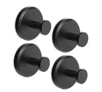 Vocdikficy 4 Piezas Sin Taladro para Ducha Puerta de Vidrio para Baño Pared 304 Gancho para Ropa Gancho Toalla de Baño Ropa, Negro