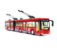 Vocdikficy Alta Simulación 1:50 Aleación Pull Back Double Bus City Bus Modelo Vehículos Metal Diecasts Flashing Musical Boy Toys Rojo