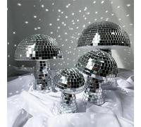 Vocdikficy Bola de Espejo de Discoteca con Forma de Seta de 7 Pulgadas, Decoración de Dormitorio, Estética, Retro, Reflectante, Brillo, Decoración del Hogar para Fiesta
