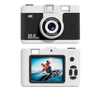 Vocdikficy Cámara Digital 4K Retro de Doble Lente, Multifunción, CCD, Cámara Térmica Instantánea para Estudiantes, Viajes, Fotografía Compacta, Color Negro