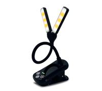 Vocdikficy Luz de Lectura con Control Táctil de 14 LED de Doble Cabezal con 8 Brillos Luz de Libro para el Cuidado de los Ojos Recargable por USB Clip en Libro/Escritorio,A