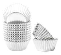 Vocdikficy Mini 500 Piezas de Moldes para Cupcakes de Papel Plateado para Hornear Tazas para Hornear, Gruesos y Resistentes, Resistentes Al Aceite, Moldes para Muffins de Papel A