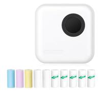 Vocdikficy Mini Impresora de Pegatinas Impresora TéRmica Bluetooth con 10 Rollos de Papel y Pegatinas para ImáGenes, Recibos, Notas, Negro