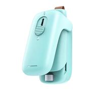 Vocdikficy Mini Sellador de Bolsas con Cuchillo para Cortar Chips de Bocadillos, Sellador de Bolsas de PláStico, Sellado TéRmico con Cortador, Mini Sellador PortáTil, Cian-Verde