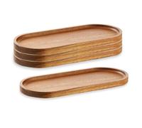 Vocdikficy Paquete 4 Bandejas Madera para Servir, 11,5 X 4 Pulgadas, para Charcutería, Platos Madera Ovalados, Bandeja Madera para Servir, Platos para la Cena con Queso, A Granel