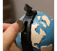 Vocdikficy Reloj de Escritorio Tarro de Ahorro Multifuncional Reloj de Personalidad con Forma de Globo de Resina Retro para DecoracióN de Reloj de Cabecera de Oficina Azul