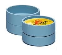 Vocdikficy SartéN para Huevos con Freidora Aire Silicona, MáQuina para Picar Huevos Sous Reutilizable, Molde para FreíR Huevos, Cocedor de Huevos para Microondas Individual, Azul, 4 Piezas