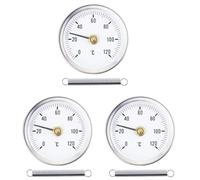 Vocdikficy Termómetro de Tubo de Contacto de Acero Inoxidable de 3 Piezas para Monitoreo Preciso de la Temperatura de la Tubería de Agua Caliente 63 mm Bimetálico