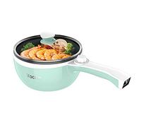 Vocha Mini Olla Eléctrica, Sarten Antiadherente Electrica Multifunción Con Tapa, Calefacción rápida, 20cm Diámetro, 1.5 L, Hot Pot Fondue Eléctrica Portátil para Hogar/Estudio/Viajes (Verde)