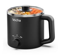 Vocha Olla eléctrica de 1,6 l, olla eléctrica pequeña, portátil, para hacer pasta rápida, para sopa, ramen, pasta, avena, huevo, 250 W/600 W