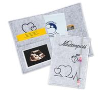 VOCIBO® Funda protectora para pasaporte de maternidad, de fieltro para alemán, funda para pasaporte de madre, funda para pasaporte de madre personalizada con compartimentos, para imágenes
