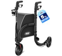 VOCIC Andador estrecho para apartamento con 3 ruedas, 4,9 kg, Z25, plegable y ligero, plegable para personas mayores, andadores con neumáticos de 20 cm, soporte para bastones y soporte para bebidas