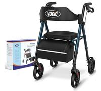 VOCIC Andador plegable y ligero con asiento, andadores estrechos para apartamentos, andadores para personas mayores, plegable con neumáticos de 20 cm para todo terreno, asiento y mango de altura