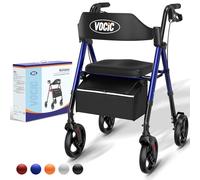 VOCIC Andador plegable y ligero con asiento, andadores estrechos para apartamentos, andadores para personas mayores, plegable con neumáticos de 20 cm para todo terreno, asiento y mango de altura
