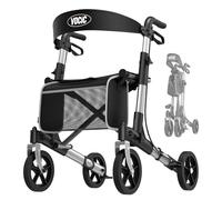 VOCIC Andador plegable y ligero con asiento, andadores estrechos para apartamentos plegable de aluminio para personas mayores, pesa solo 7,8 kg, compra andador para todos los terrenos, 5 años de