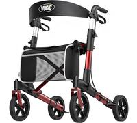 VOCIC Andador plegable y ligero con asiento, andadores estrechos para apartamentos plegable de aluminio para personas mayores, pesa solo 7,8 kg, Compre Walker para todos los terrenos, 5 años de