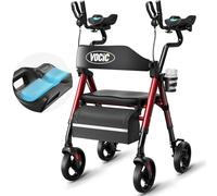 VOCIC Andador plegable y ligero Z22 con asiento, andador de gel suave con soportes para antebrazos y reposabrazos ajustables, andadores para personas mayores con asiento cómodo, hasta 136 kg, soporte