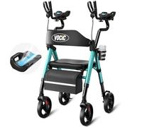 VOCIC Andador plegable y ligero Z22 con asiento, GelCool con apoyabrazos y reposabrazos ajustables, andadores para personas mayores con asiento cómodo, hasta 136 kg, soporte integrado para vasos y