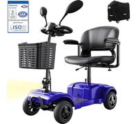 VOCIC D42 Movilidad scooter plegable 135KG, 20KM Scooter de movilidad de 4 ruedas Estable para personas mayores con Neumáticos Antipinchazos para todo terreno,apoyo 5 Años| Azul